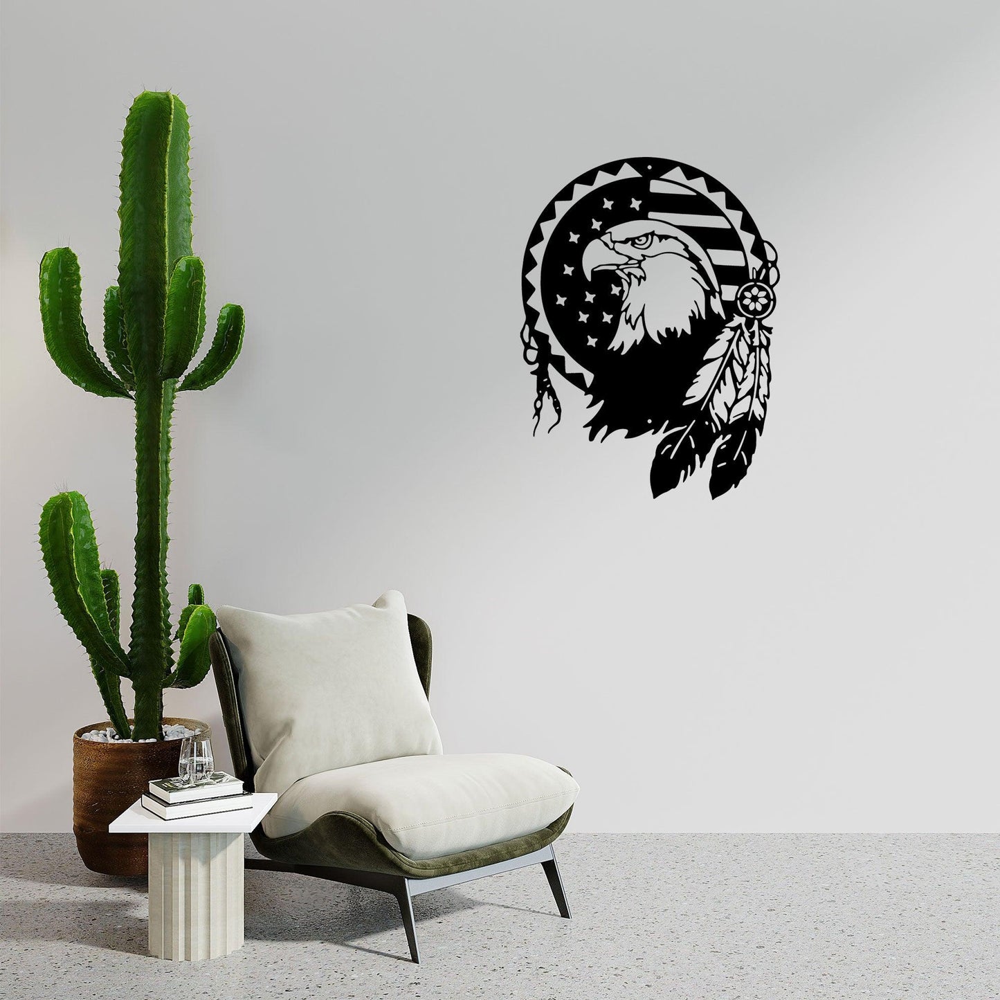American Native Bald Eagle Metal Art Wall Sign - Mallard Moon Gift Shop