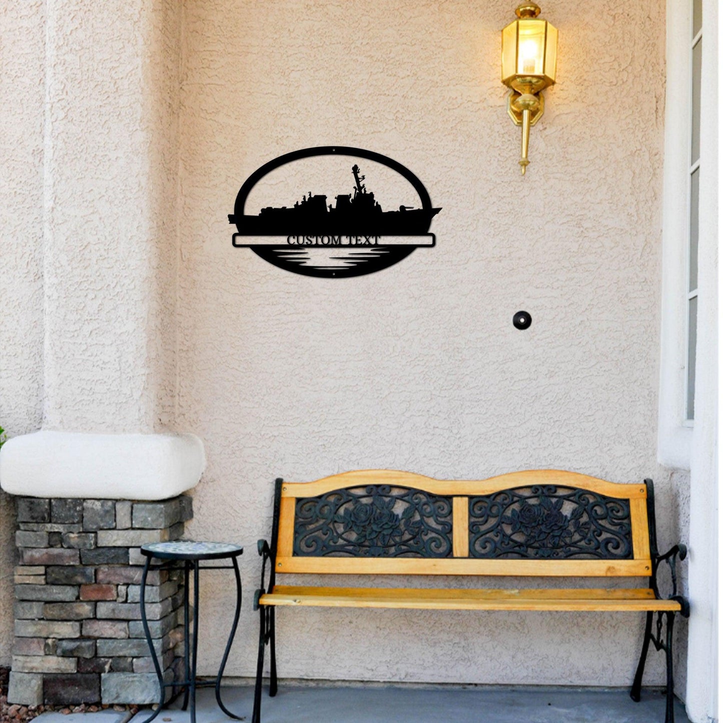 Navy Battleship USS Bulkeley Silhouette Custom Metal Art Wall Sign - Mallard Moon Gift Shop