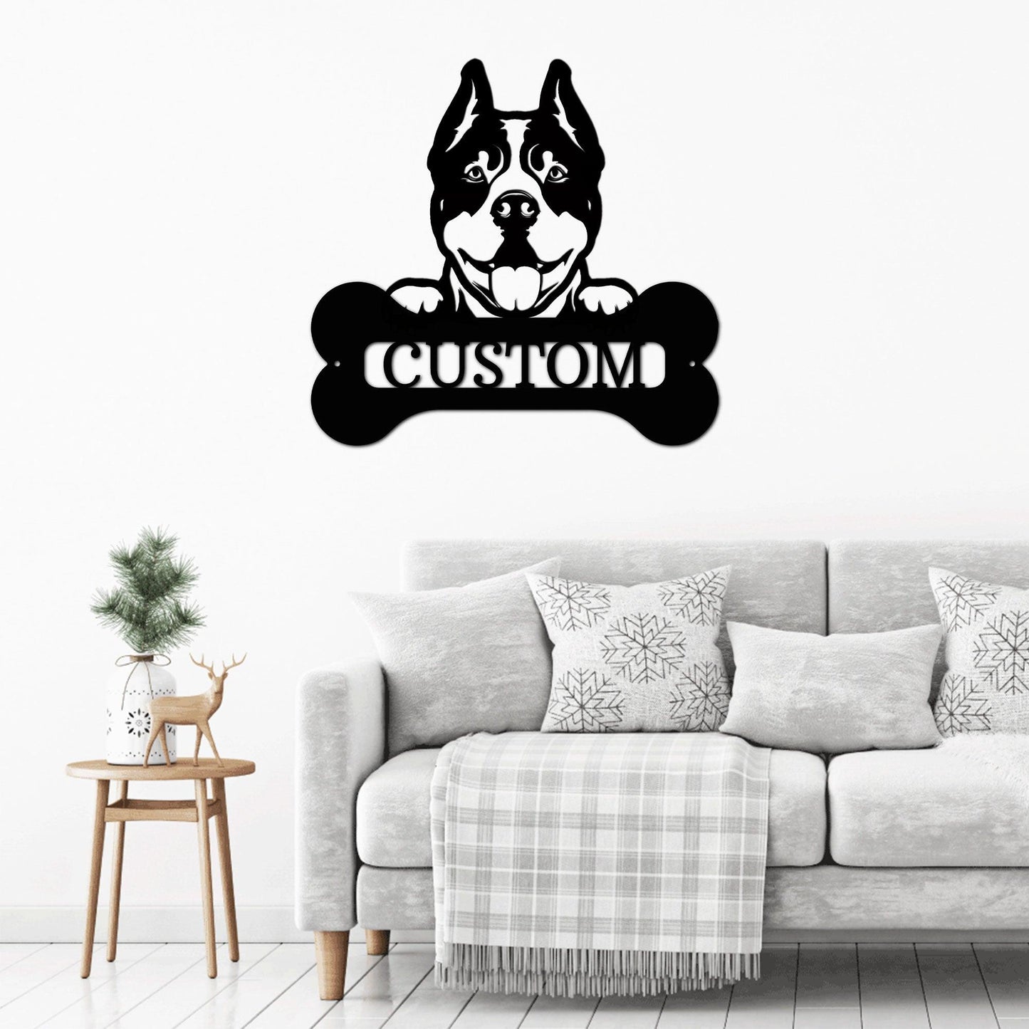 Pit Bull Dog Custom Name Metal Art Wall Sign - Mallard Moon Gift Shop