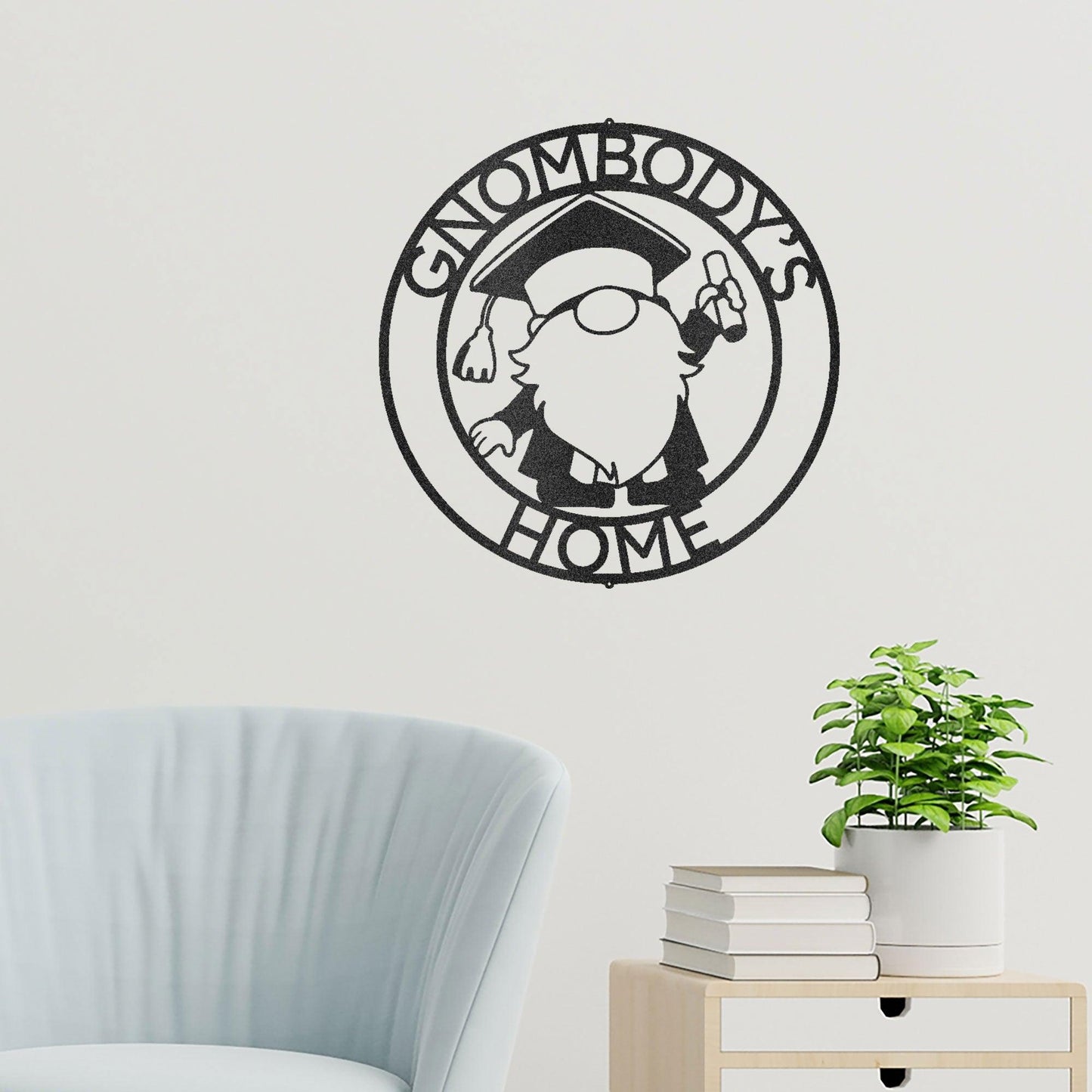 Gnome Ring Custom Monogram Metal Art Wall Sign - Mallard Moon Gift Shop