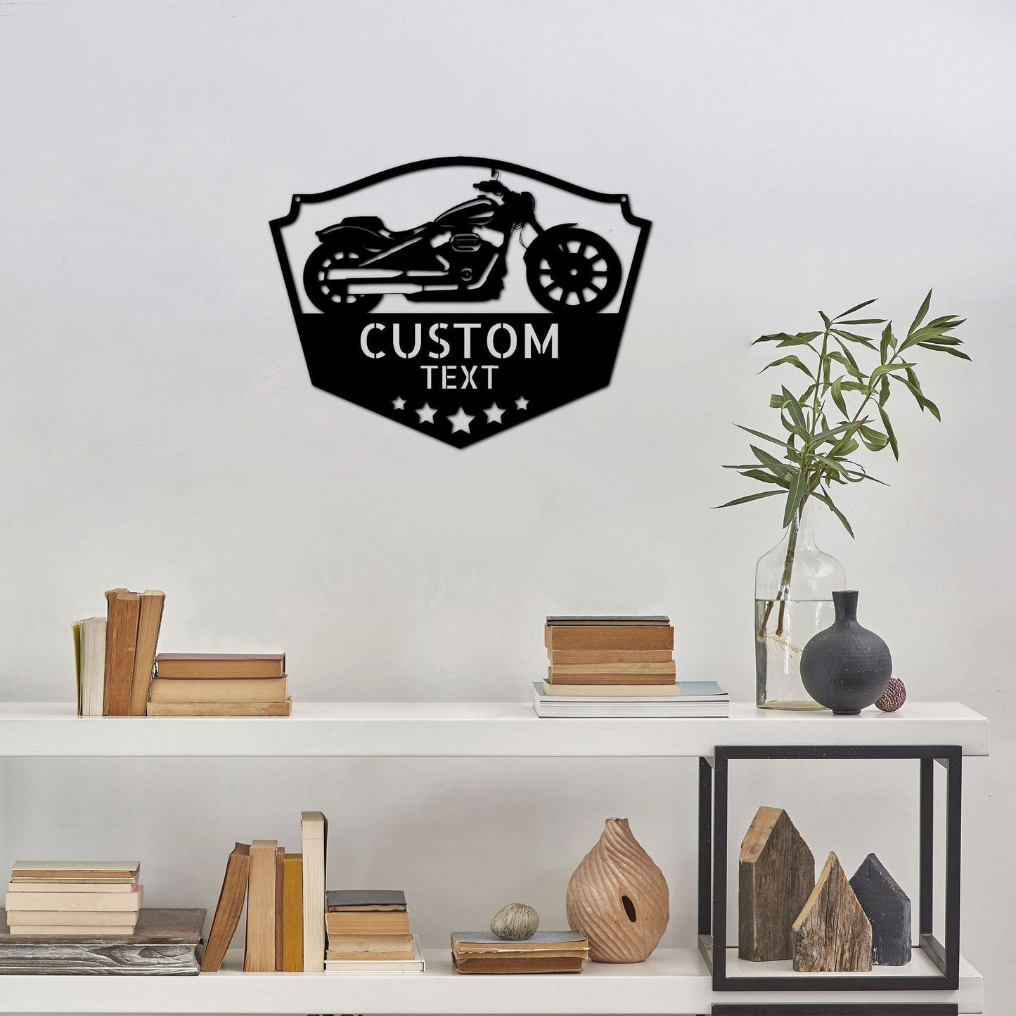 Chopper Motorcycle Shop Custom Name Monogram Indoor Outdoor Steel Wall Sign - Mallard Moon Gift Shop