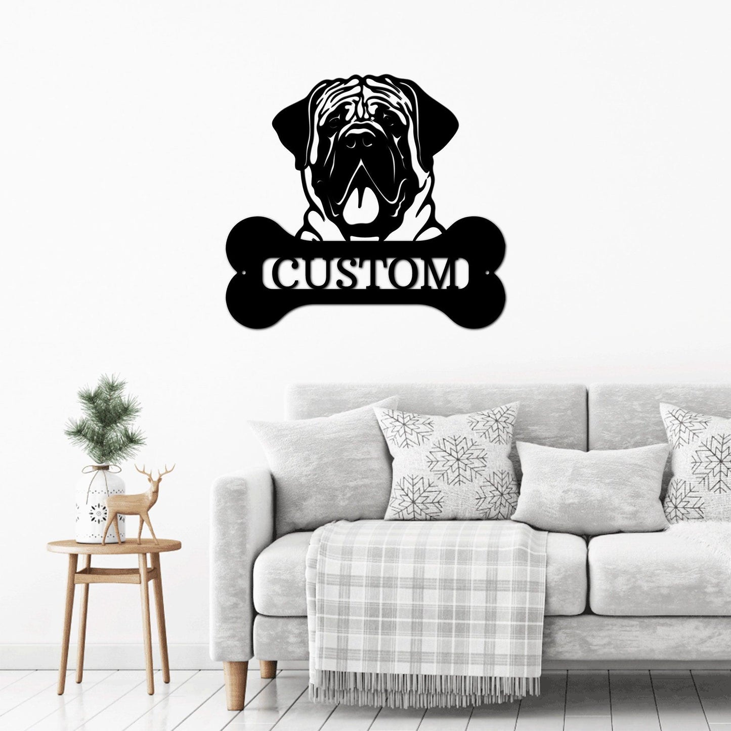 Mastiff Dog Custom Name Metal Art Wall Sign - Mallard Moon Gift Shop