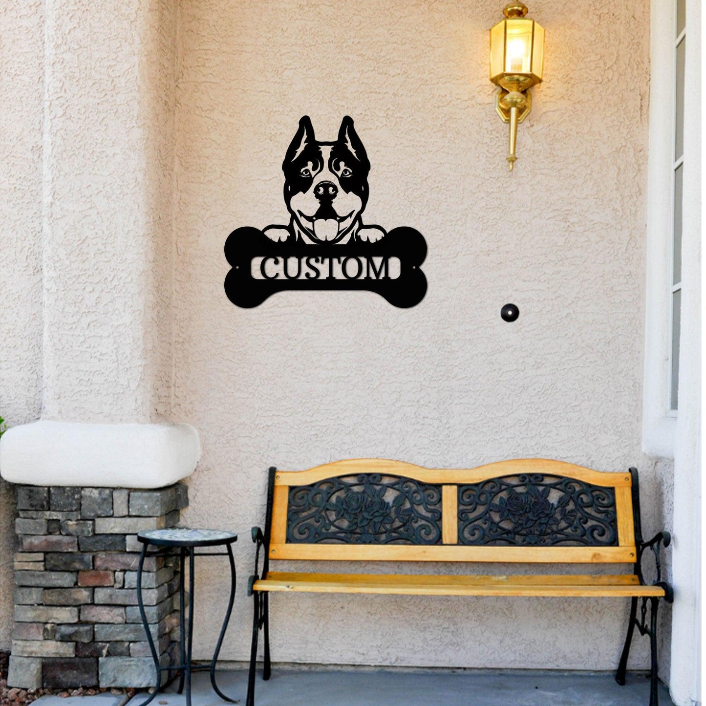 Pit Bull Dog Custom Name Metal Art Wall Sign - Mallard Moon Gift Shop