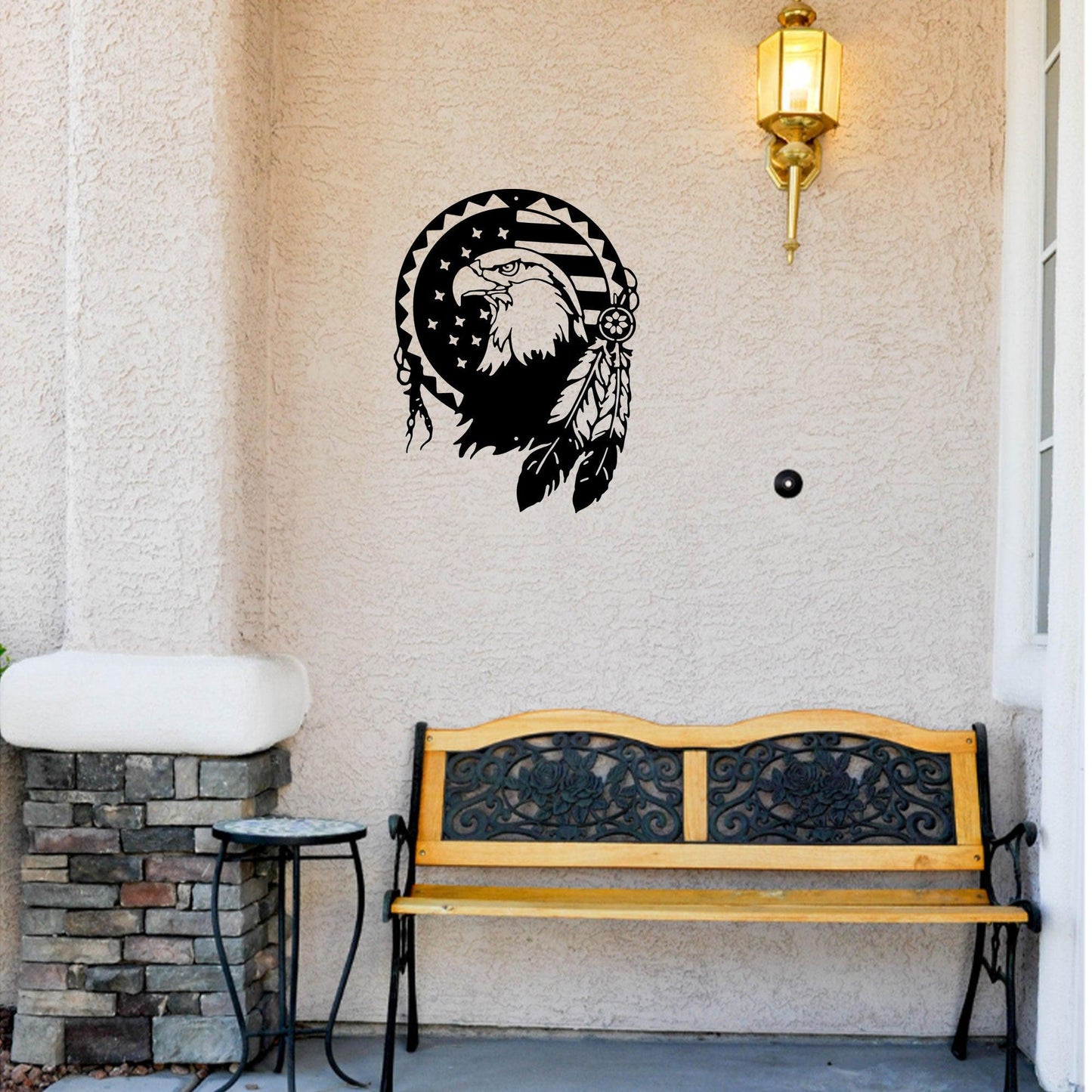 American Native Bald Eagle Metal Art Wall Sign - Mallard Moon Gift Shop