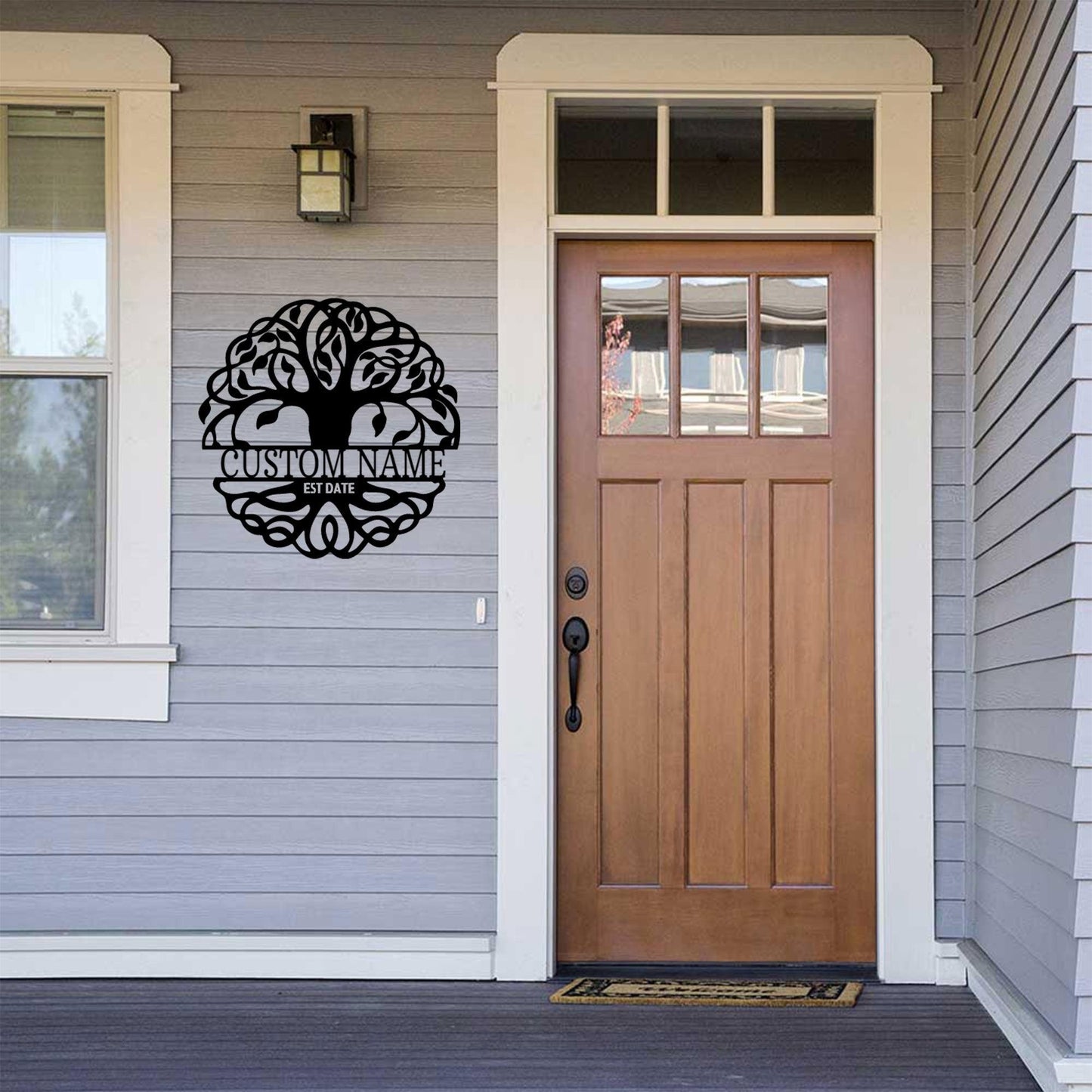 Fancy Tree of Life Monogram Personalized Metal Art Wall Sign - Mallard Moon Gift Shop