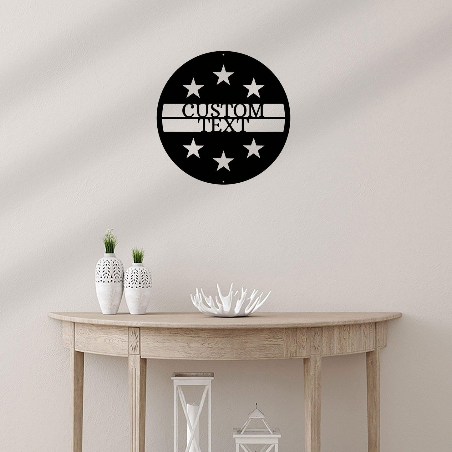 Personalized Six Star Round Metal Art Wall Sign - Mallard Moon Gift Shop
