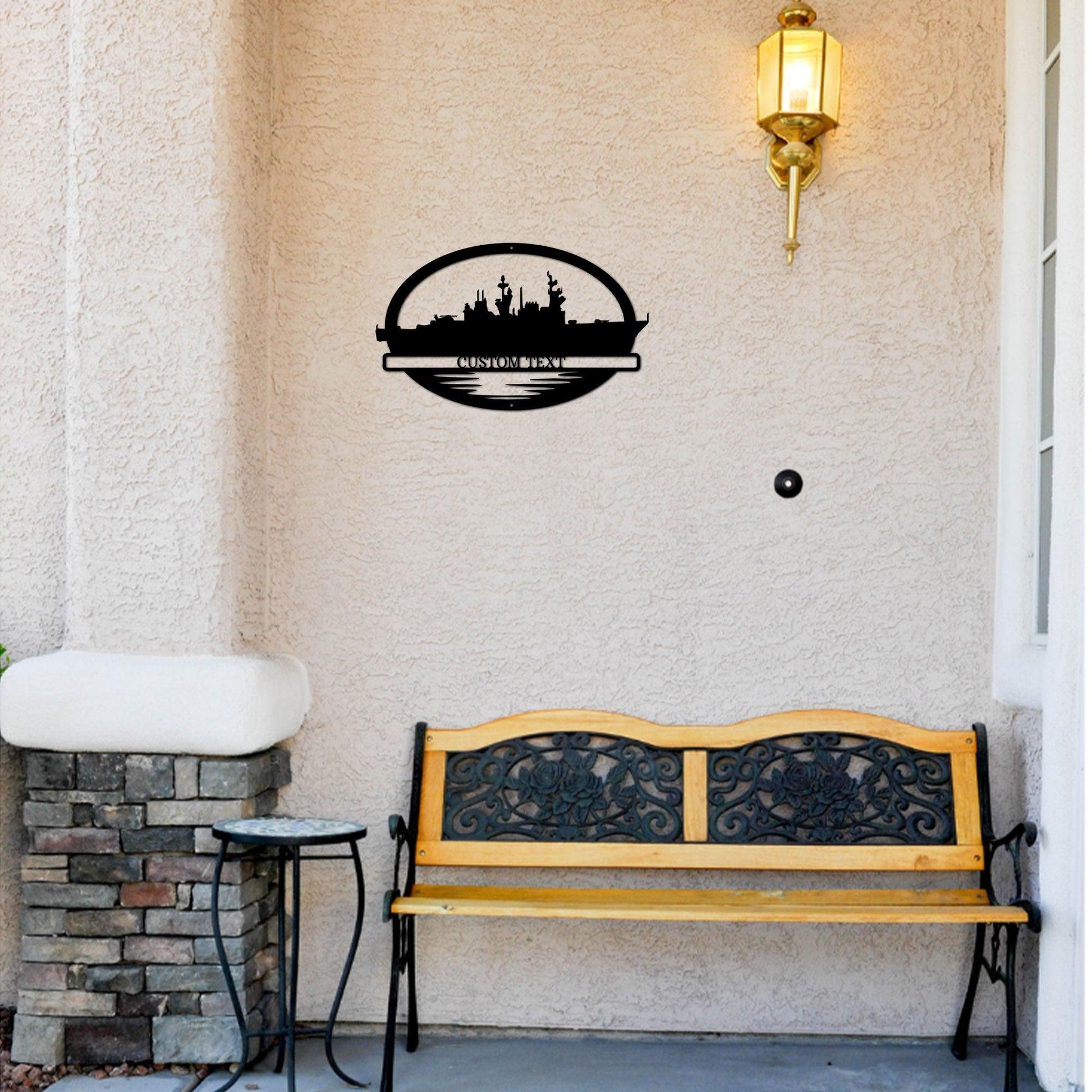 Navy Battleship USS Briscoe Silhouette Custom Metal Art Wall Sign - Mallard Moon Gift Shop