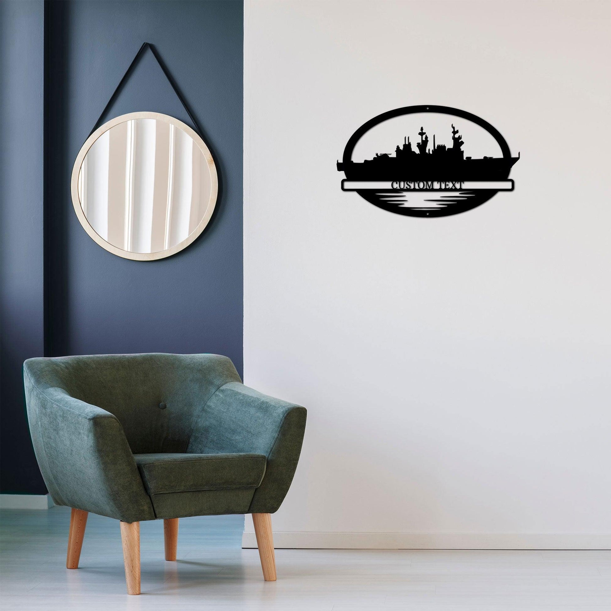 Navy Battleship USS Briscoe Silhouette Custom Metal Art Wall Sign - Mallard Moon Gift Shop