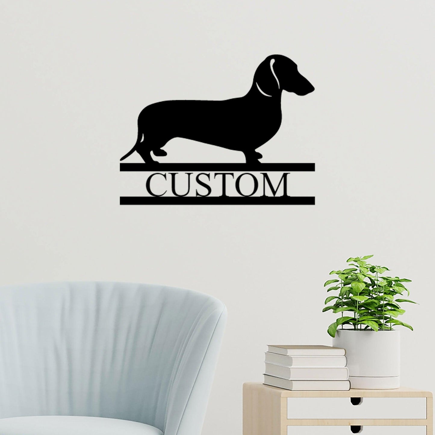 Dachshund Short Haired Custom Name Metal Wall Sign - Mallard Moon Gift Shop