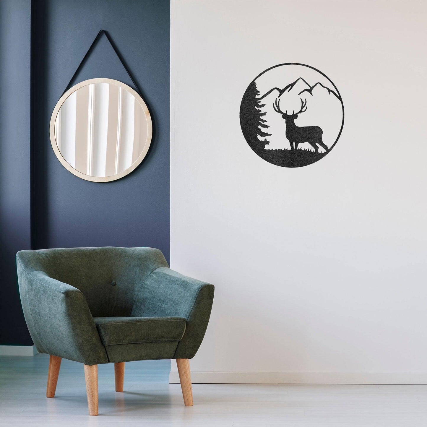 Deer Scene Metal Art Wall Sign - Mallard Moon Gift Shop