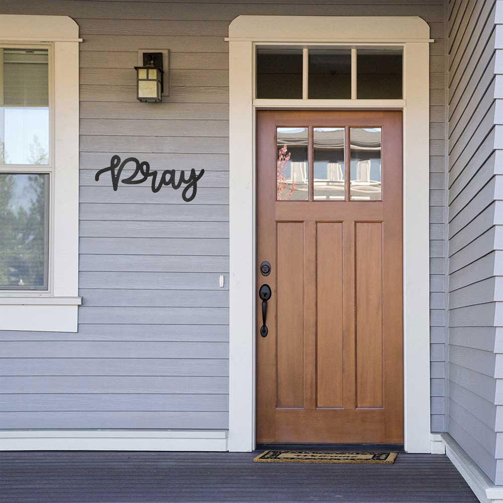 Pray Script Indoor Outdoor Steel Wall Sign - Mallard Moon Gift Shop