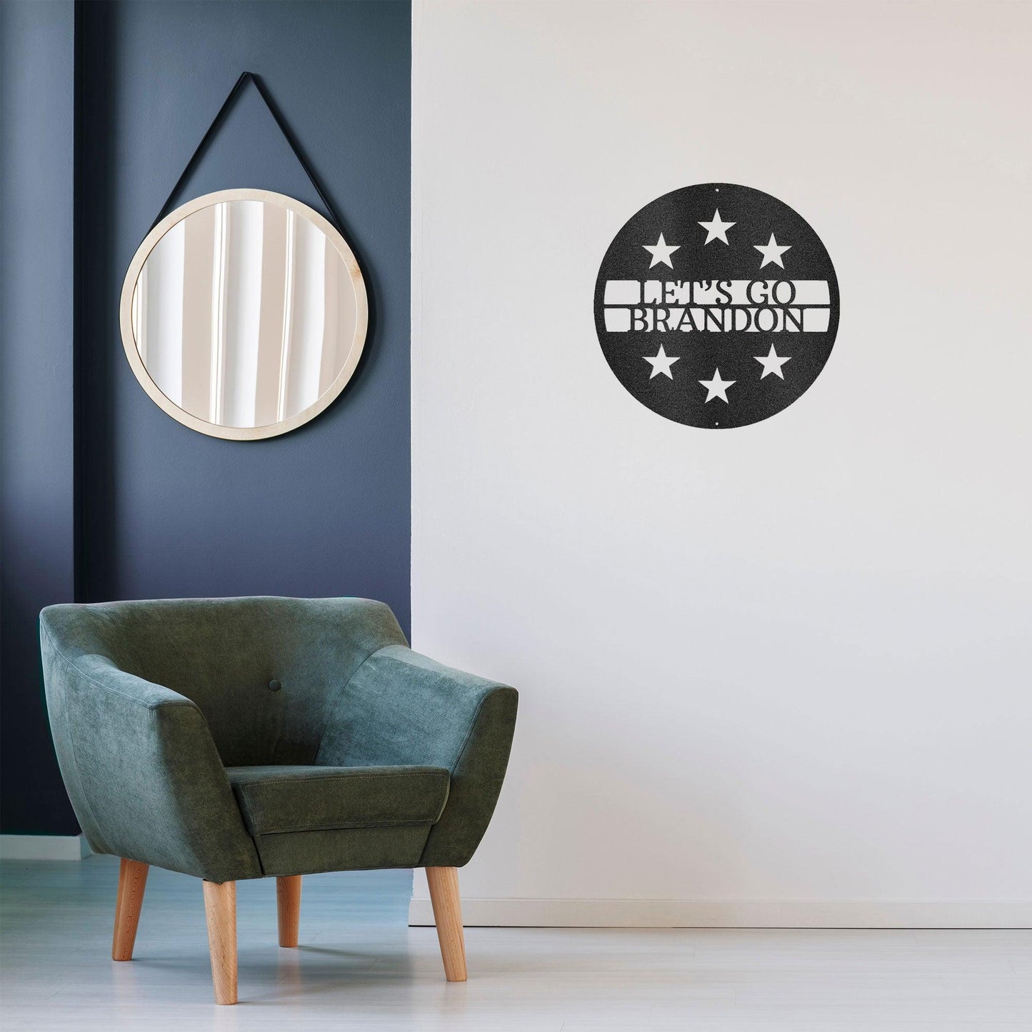 Personalized Six Star Round Metal Art Wall Sign - Mallard Moon Gift Shop