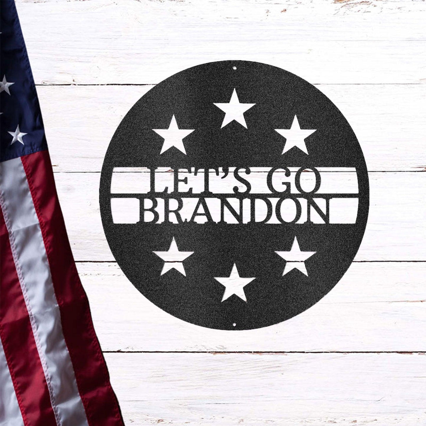 Personalized Six Star Round Metal Art Wall Sign - Mallard Moon Gift Shop