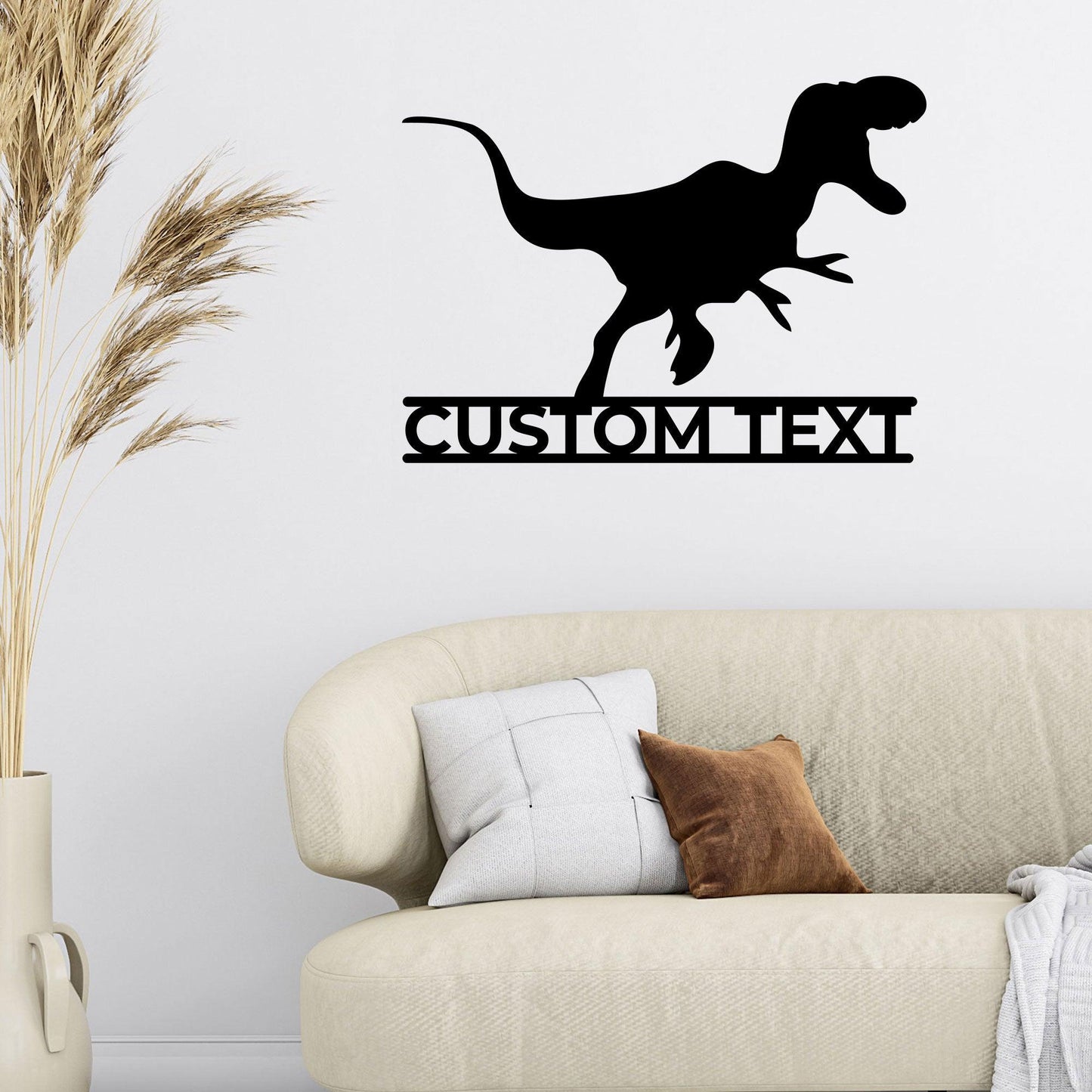 Dinosaur Tyrannosaurus Rex Custom Name Metal Wall Sign - Mallard Moon Gift Shop