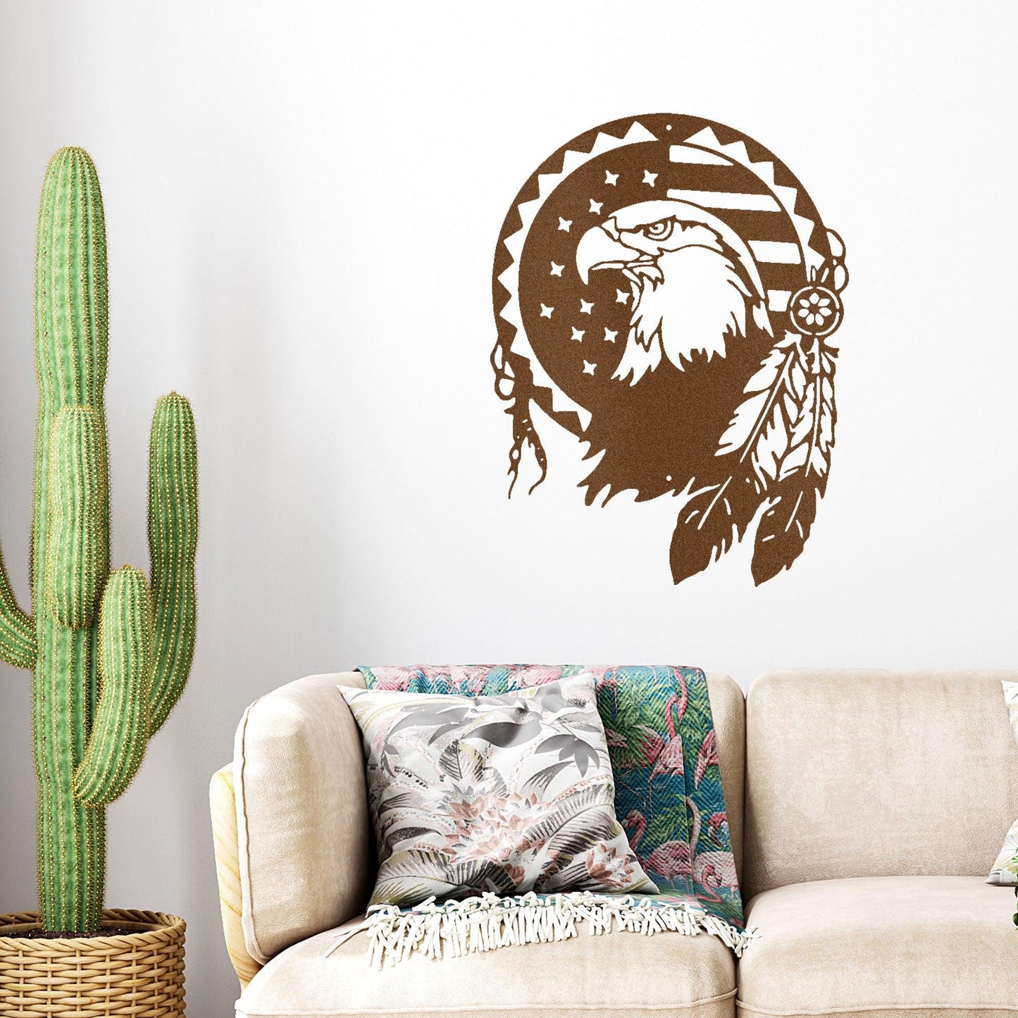 American Native Bald Eagle Metal Art Wall Sign - Mallard Moon Gift Shop