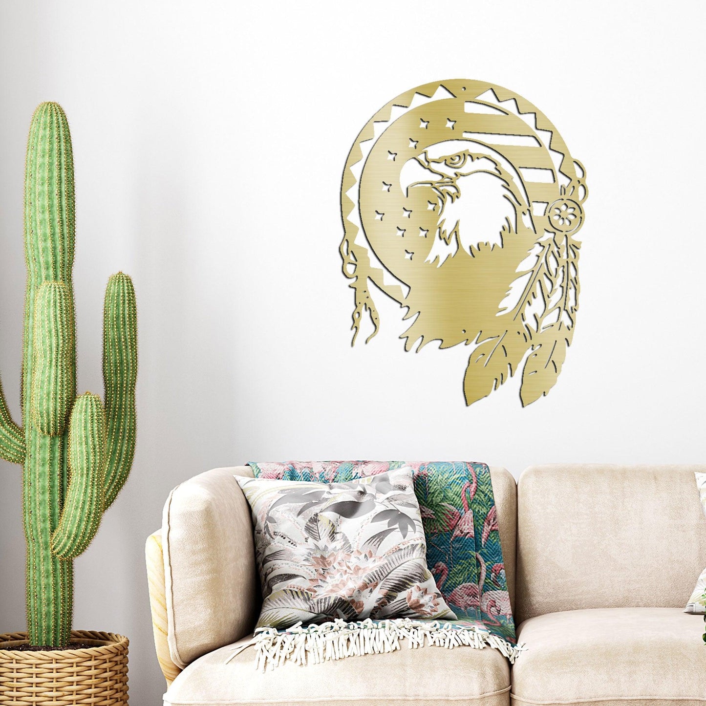 American Native Bald Eagle Metal Art Wall Sign - Mallard Moon Gift Shop