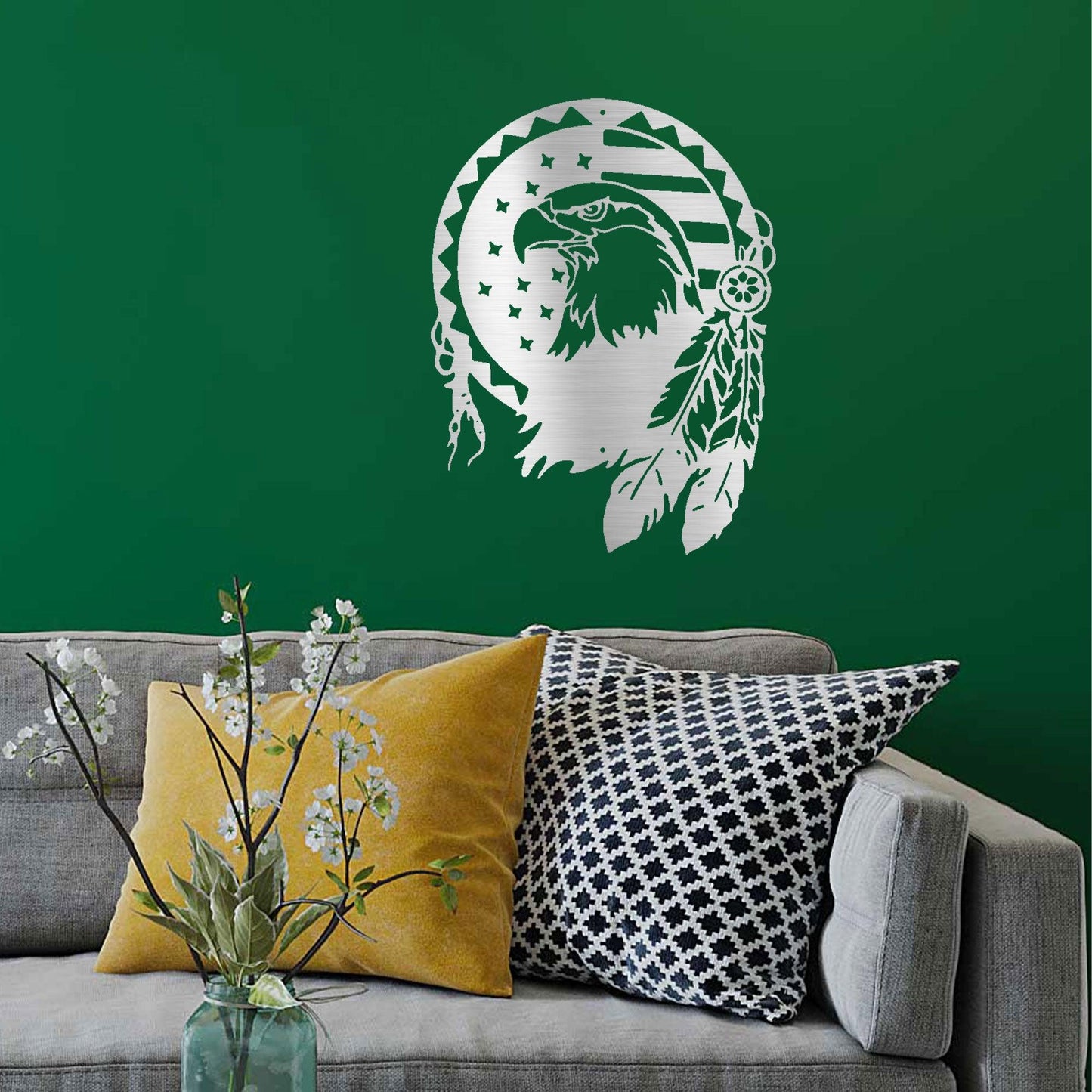 American Native Bald Eagle Metal Art Wall Sign - Mallard Moon Gift Shop