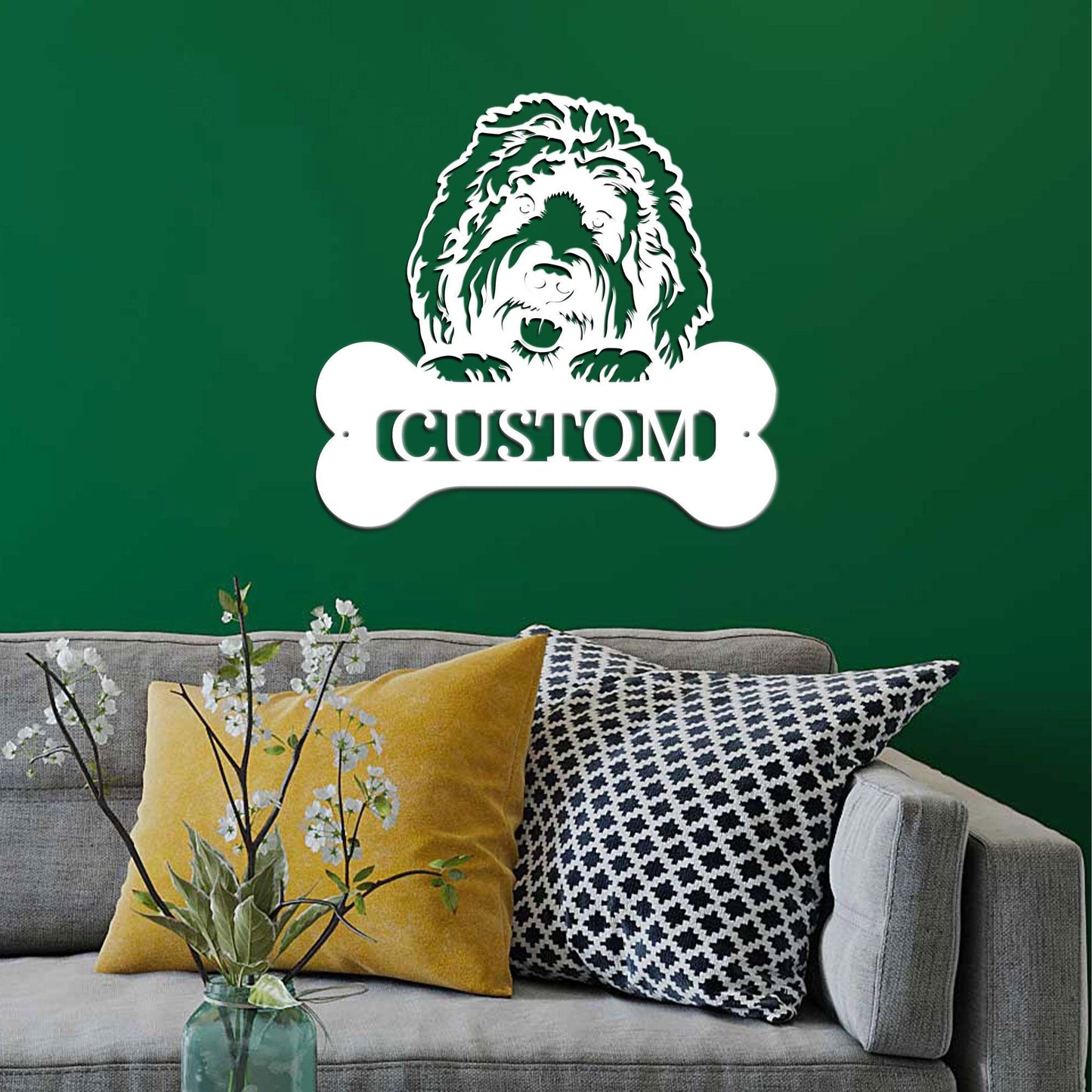 Goldendoodle Dog Custom Name Metal Art Wall Sign - Mallard Moon Gift Shop