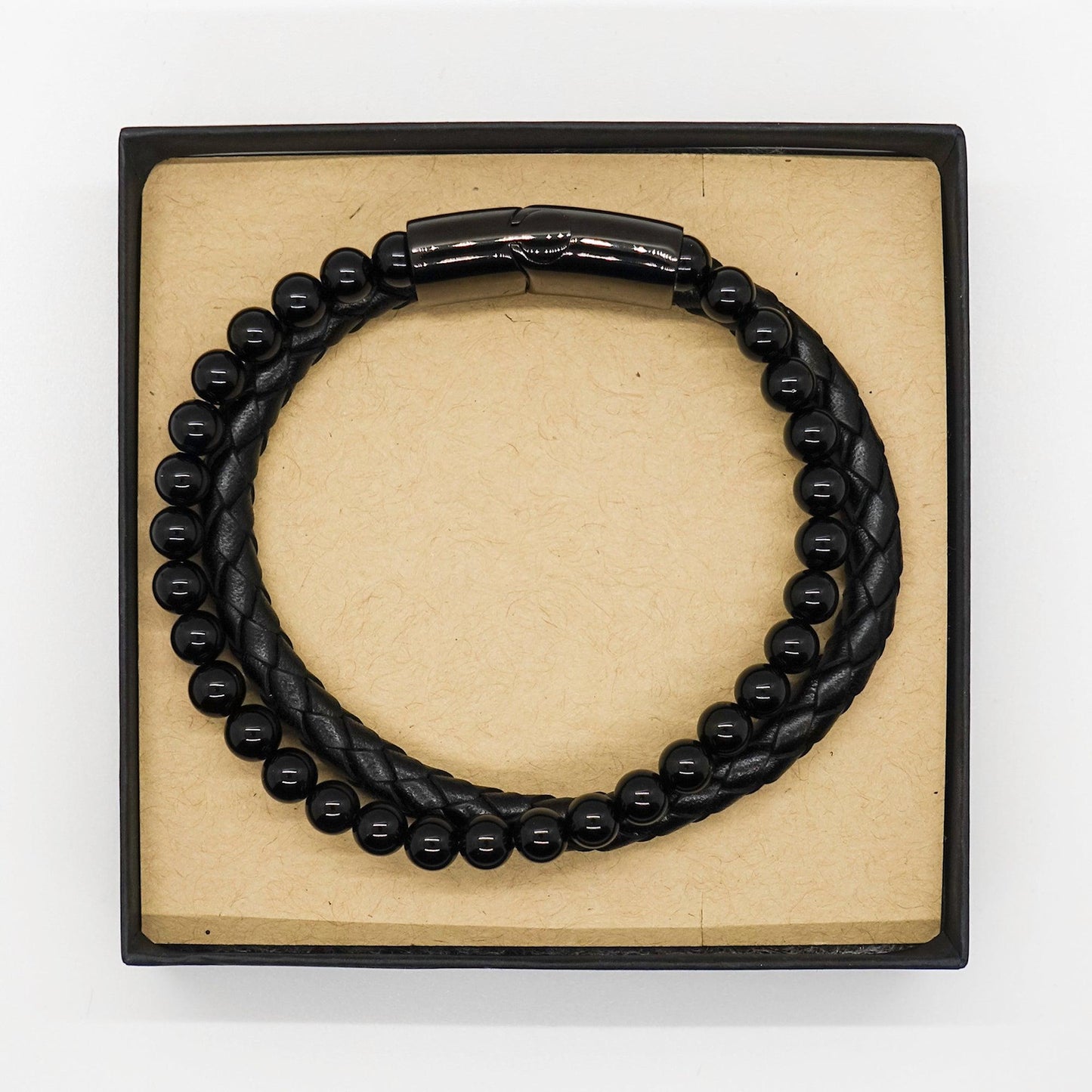 Microbiologist Black Braided Leather Stone Bracelet - Thanks for being who you are - Birthday Christmas Jewelry Gifts Coworkers Colleague Boss - Mallard Moon Gift Shop