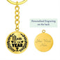 Mom of the Year Engraved Circle Keychain - Mallard Moon Gift Shop