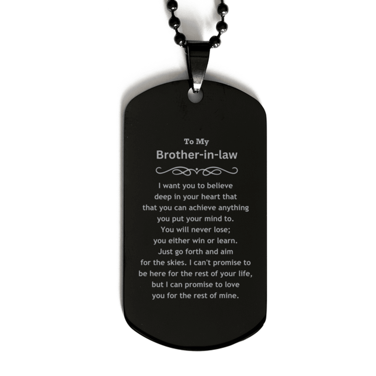 Motivational Brother-in-law Black Dog Tag, Brother In Law I can promise to love you for the rest of mine, Dog tag Necklace - Mallard Moon Gift Shop