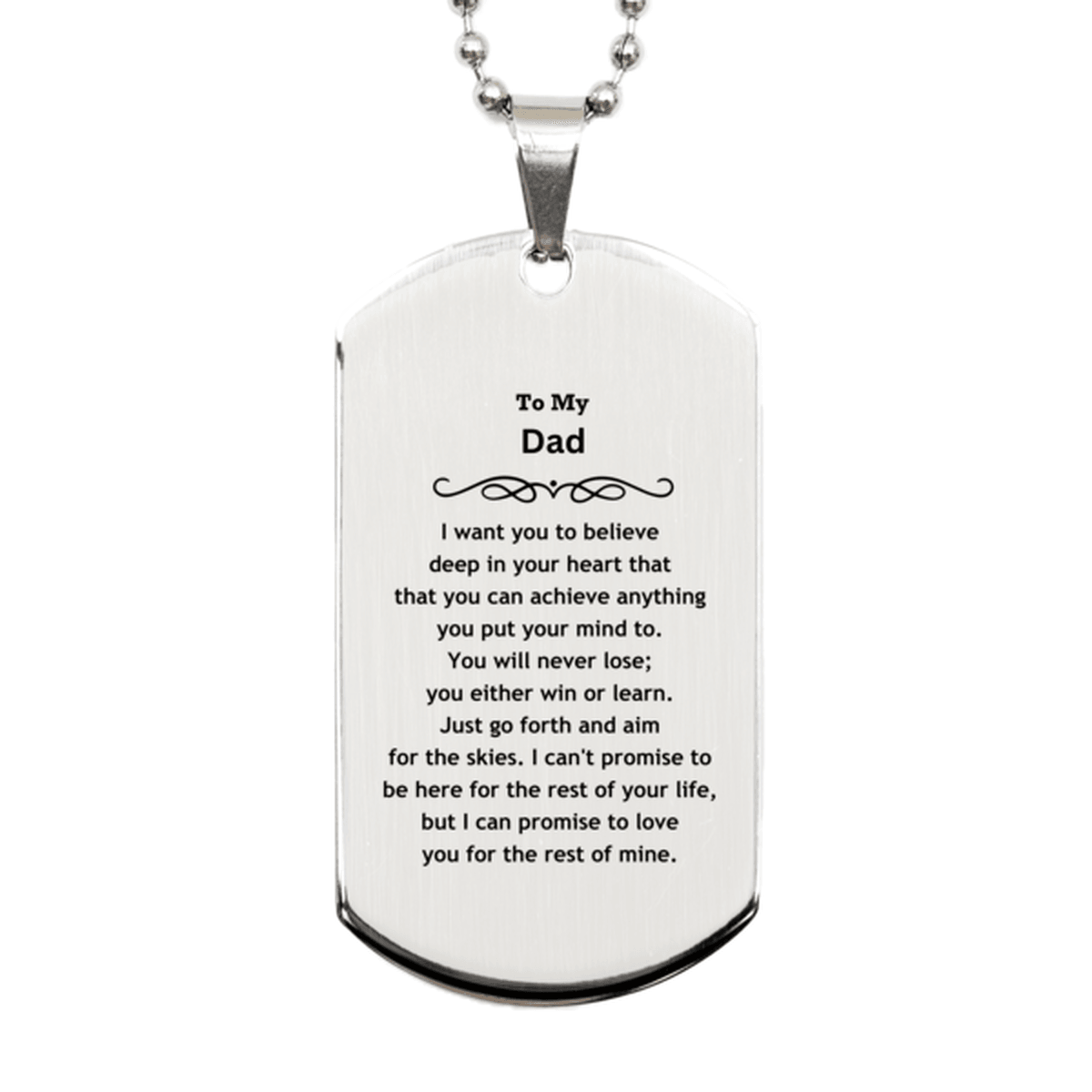 Motivational Dad Silver Dog Tag Engraved Necklace, I can promise to love you for the rest of my life, Birthday Christmas Jewelry Gift - Mallard Moon Gift Shop