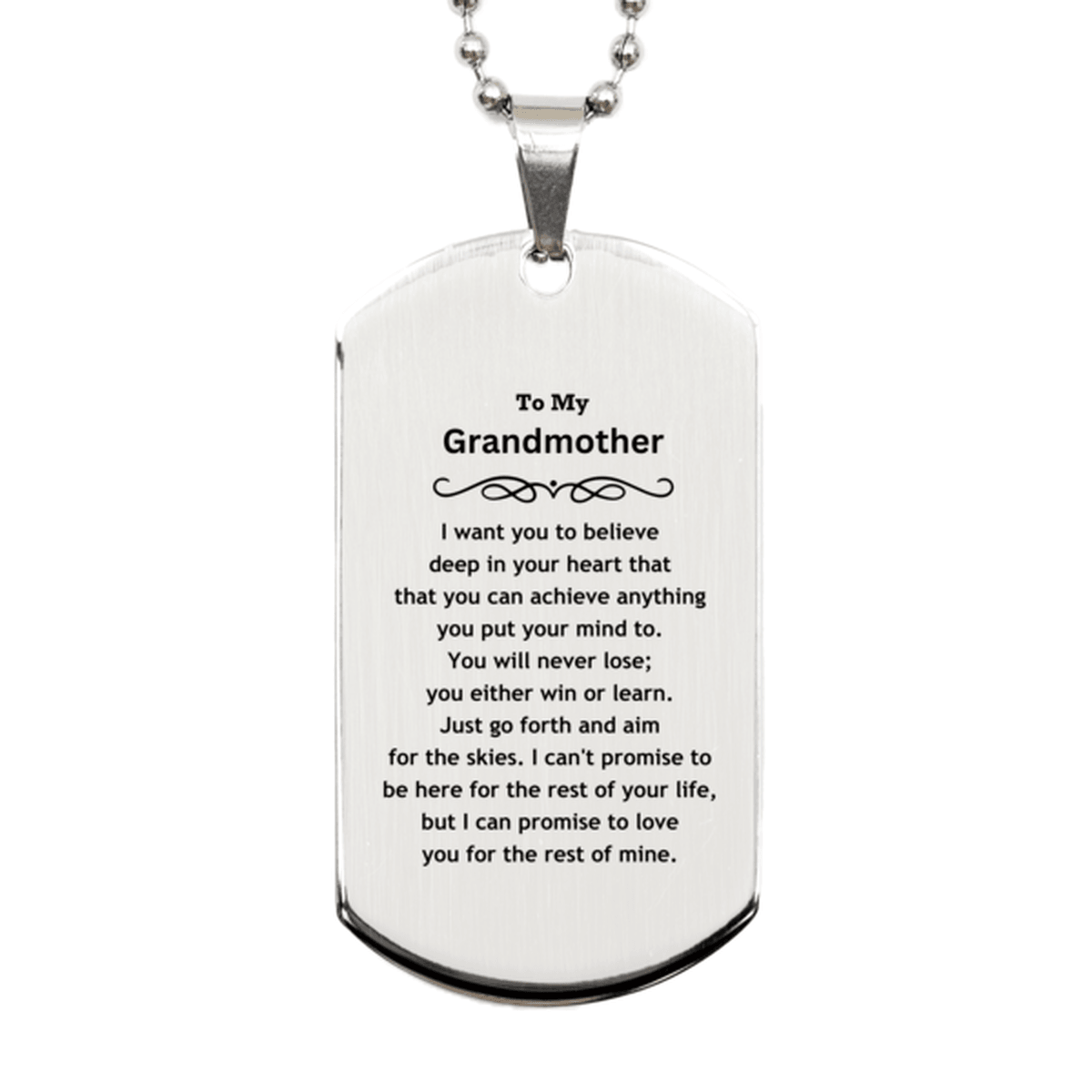 Motivational Grandmother Silver Dog Tag Engraved Necklace, I can promise to love you for the rest of my life, Birthday Christmas Jewelry Gift - Mallard Moon Gift Shop