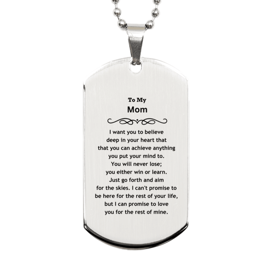 Motivational Mom Silver Dog Tag Engraved Necklace, I can promise to love you for the rest of my life, Birthday Christmas Jewelry Gift - Mallard Moon Gift Shop