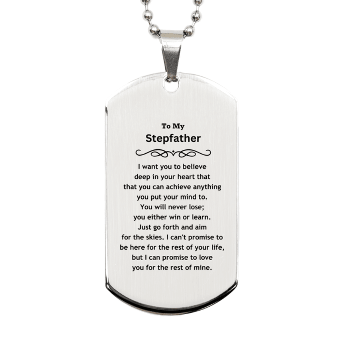 Motivational Stepfather Silver Dog Tag Engraved Necklace, I can promise to love you for the rest of my life, Birthday Christmas Jewelry Gift - Mallard Moon Gift Shop