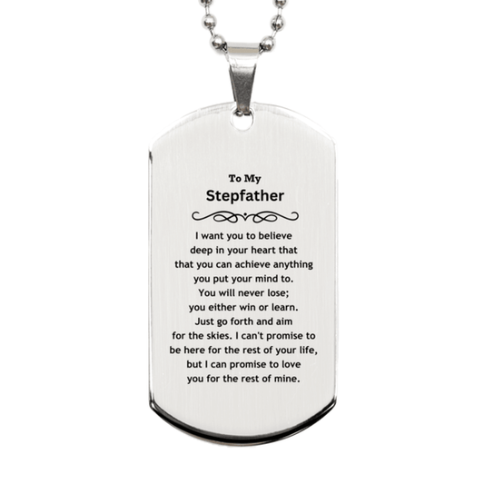 Motivational Stepfather Silver Dog Tag Engraved Necklace, I can promise to love you for the rest of my life, Birthday Christmas Jewelry Gift - Mallard Moon Gift Shop