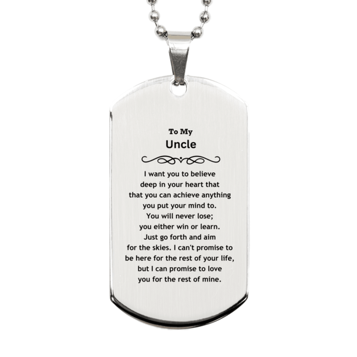 Motivational Uncle Silver Dog Tag Engraved Necklace, I can promise to love you for the rest of my life, Birthday Christmas Jewelry Gift - Mallard Moon Gift Shop