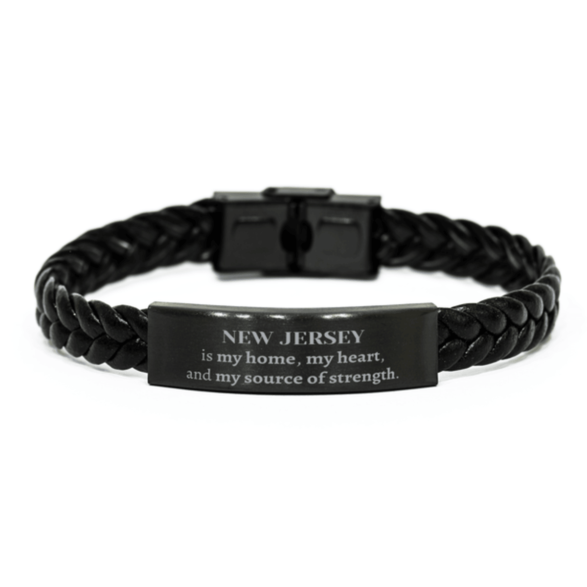 New Jersey is my home Gifts, Lovely New Jersey Birthday Christmas Braided Leather Bracelet For People from New Jersey, Men, Women, Friends - Mallard Moon Gift Shop
