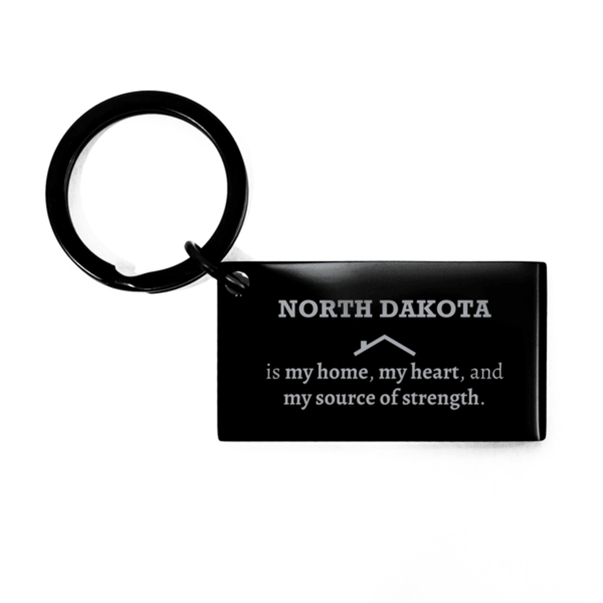 North Dakota is my Home Gifts, Amazing North Dakota Birthday, Christmas Black Engraved Keychain For People from North Dakota, Men, Women, Friends - Mallard Moon Gift Shop