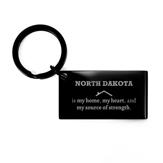 North Dakota is my Home Gifts, Amazing North Dakota Birthday, Christmas Black Engraved Keychain For People from North Dakota, Men, Women, Friends - Mallard Moon Gift Shop