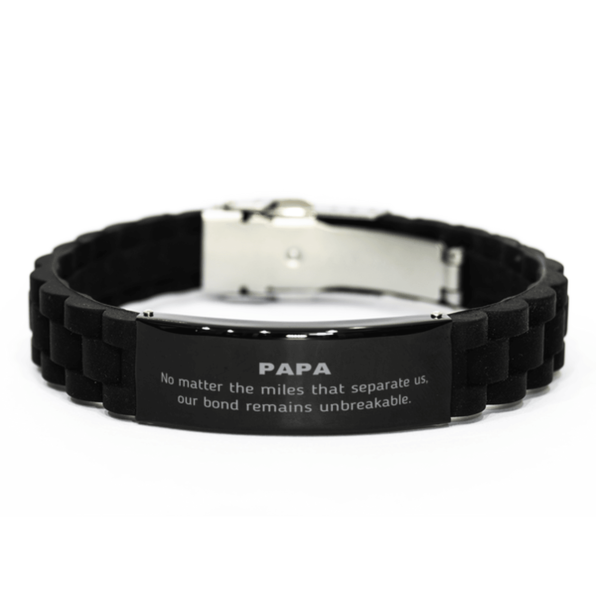 Papa Long Distance Relationship Gifts, No matter the miles that separate us, Cute Love Black Glidelock Clasp Bracelet For Papa, Birthday Christmas Unique Gifts For Papa - Mallard Moon Gift Shop