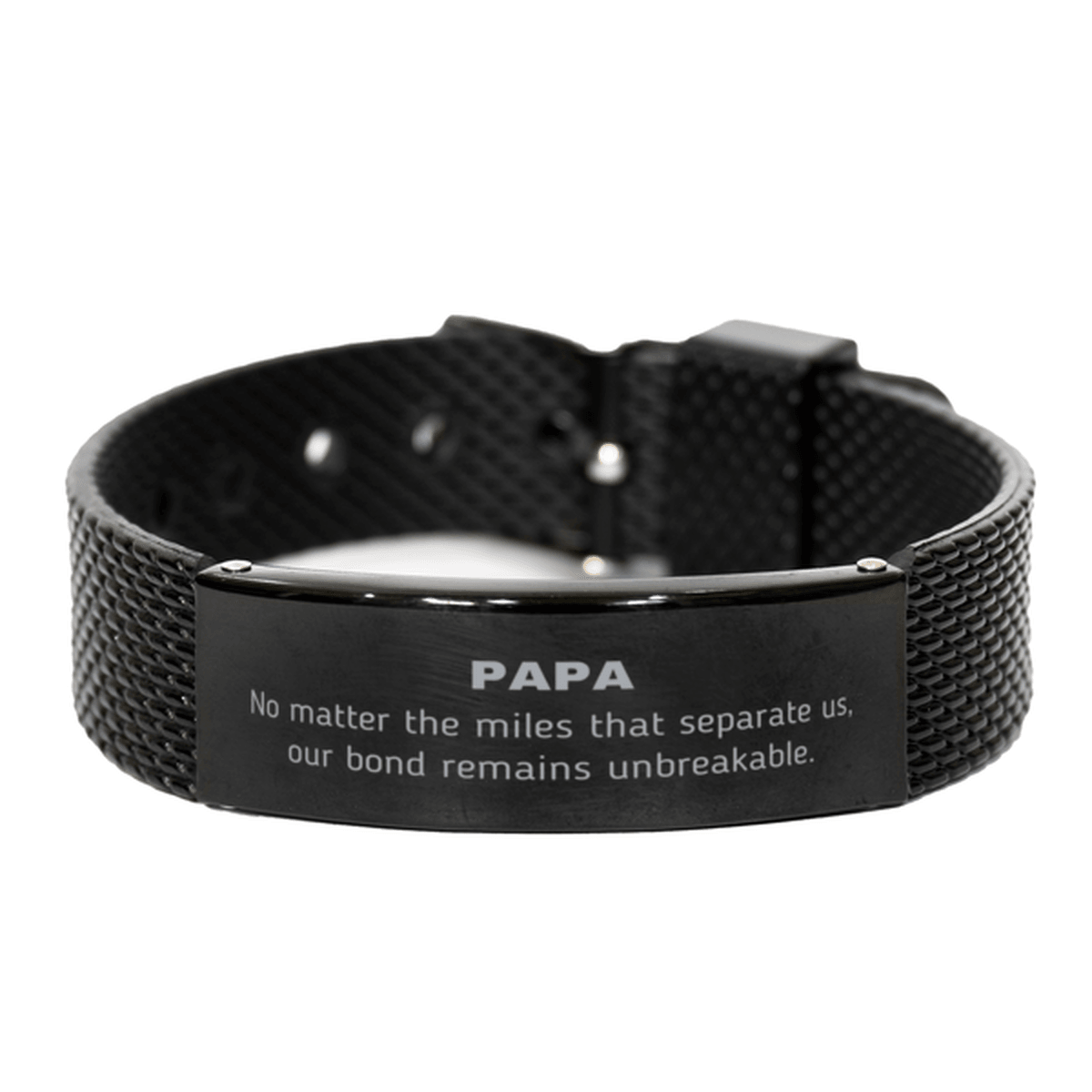 Papa Long Distance Relationship Gifts, No matter the miles that separate us, Cute Love Black Shark Mesh Bracelet For Papa, Birthday Christmas Unique Gifts For Papa - Mallard Moon Gift Shop