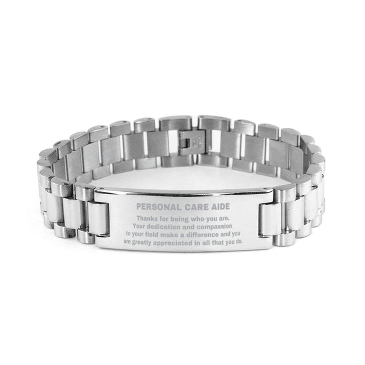 Personal Care Aide Ladder Stainless Steel Engraved Bracelet - Thanks for being who you are - Birthday Christmas Jewelry Gifts Coworkers Colleague Boss - Mallard Moon Gift Shop