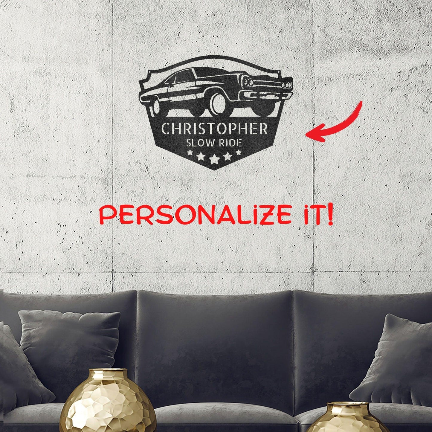 Classic Car Custom Name Indoor Outdoor Steel Wall Sign - Mallard Moon Gift Shop