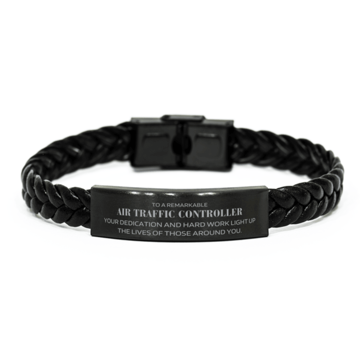 Remarkable Air Traffic Controller Gifts, Your dedication and hard work, Inspirational Birthday Christmas Unique Braided Leather Bracelet For Air Traffic Controller, Coworkers, Men, Women, Friends - Mallard Moon Gift Shop