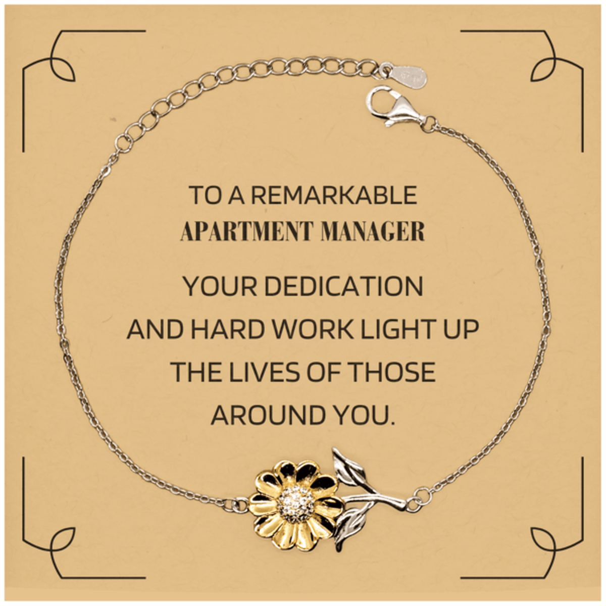 Remarkable Apartment Manager Gifts, Your dedication and hard work, Inspirational Birthday Christmas Unique Sunflower Bracelet For Apartment Manager, Coworkers, Men, Women, Friends - Mallard Moon Gift Shop