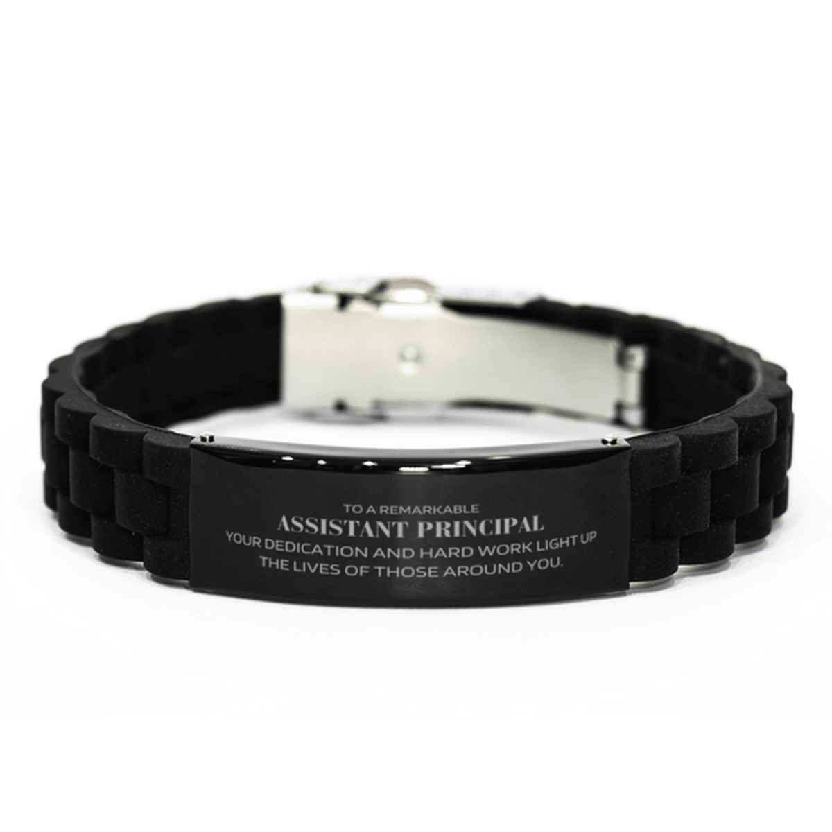 Remarkable Assistant Principal Gifts, Your dedication and hard work, Inspirational Birthday Christmas Unique Black Glidelock Clasp Bracelet For Assistant Principal, Coworkers, Men, Women, Friends - Mallard Moon Gift Shop