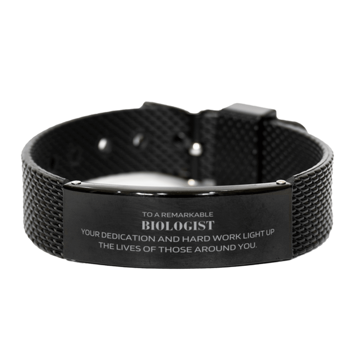 Remarkable Biologist Gifts, Your dedication and hard work, Inspirational Birthday Christmas Unique Black Shark Mesh Bracelet For Biologist, Coworkers, Men, Women, Friends - Mallard Moon Gift Shop