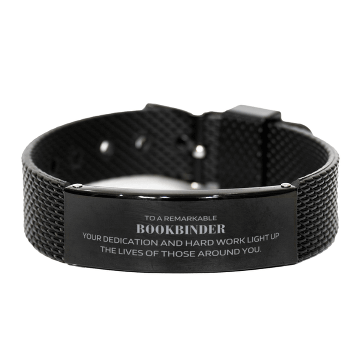 Remarkable Bookbinder Gifts, Your dedication and hard work, Inspirational Birthday Christmas Unique Black Shark Mesh Bracelet For Bookbinder, Coworkers, Men, Women, Friends - Mallard Moon Gift Shop