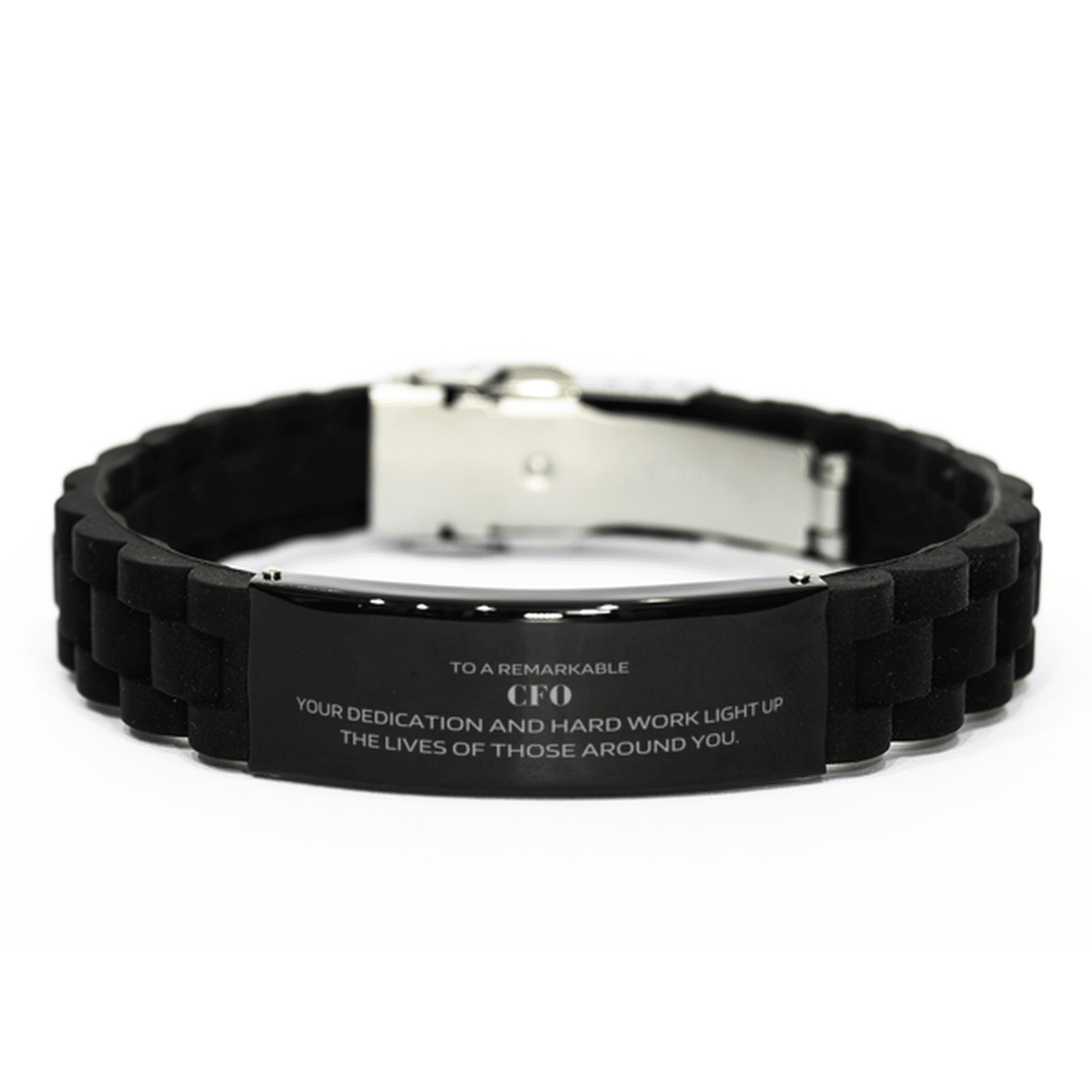 Remarkable CFO Gifts, Your dedication and hard work, Inspirational Birthday Christmas Unique Black Glidelock Clasp Bracelet For CFO, Coworkers, Men, Women, Friends - Mallard Moon Gift Shop