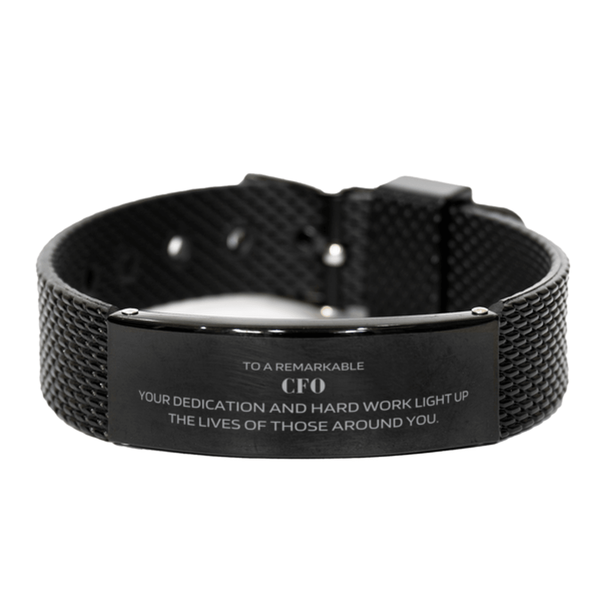 Remarkable CFO Gifts, Your dedication and hard work, Inspirational Birthday Christmas Unique Black Shark Mesh Bracelet For CFO, Coworkers, Men, Women, Friends - Mallard Moon Gift Shop