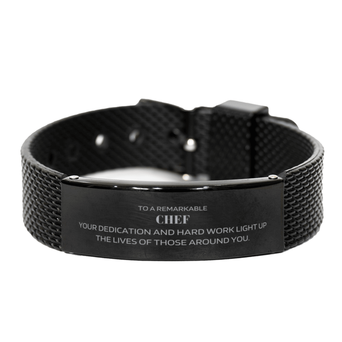 Remarkable Chef Gifts, Your dedication and hard work, Inspirational Birthday Christmas Unique Black Shark Mesh Bracelet For Chef, Coworkers, Men, Women, Friends - Mallard Moon Gift Shop
