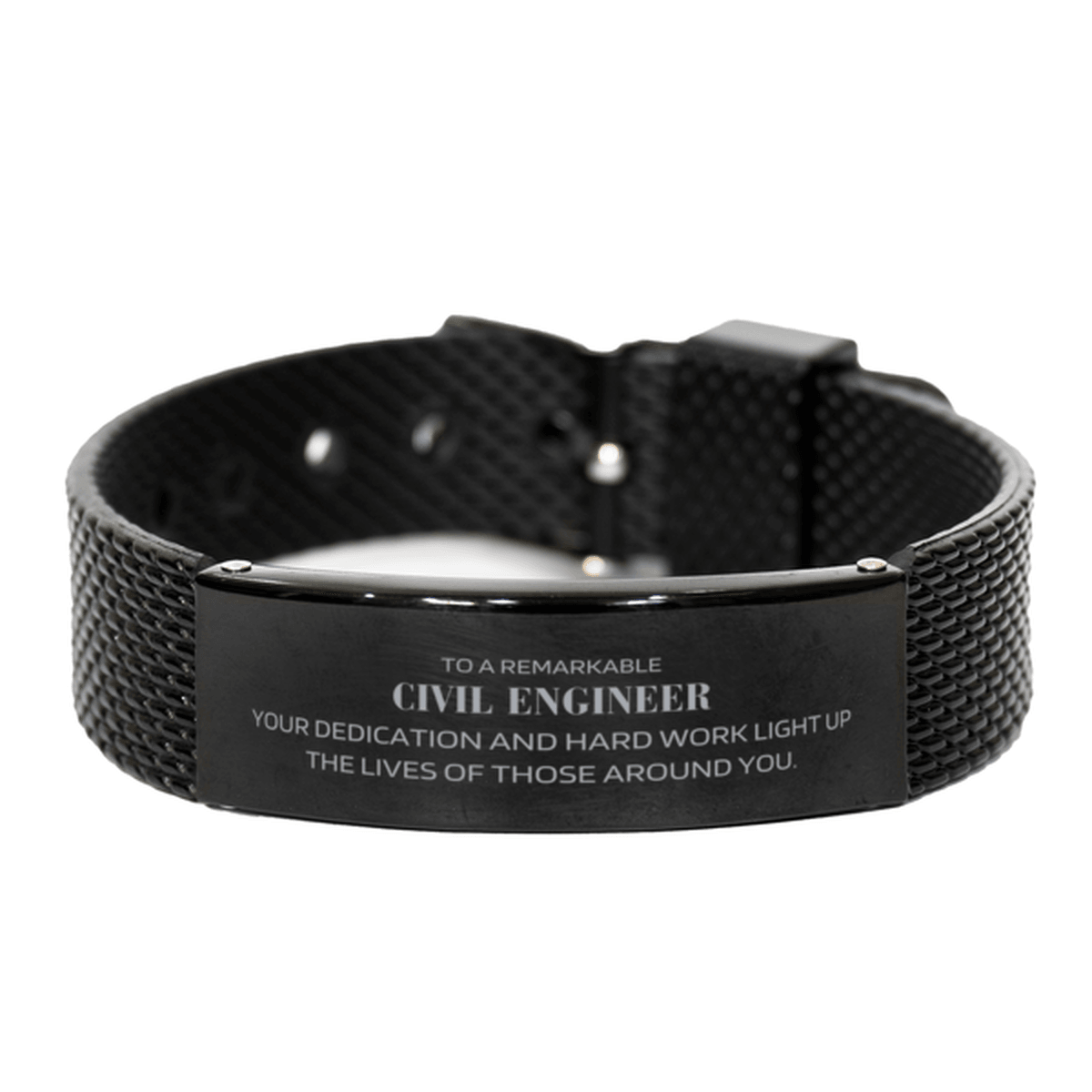 Remarkable Civil Engineer Gifts, Your dedication and hard work, Inspirational Birthday Christmas Unique Black Shark Mesh Bracelet For Civil Engineer, Coworkers, Men, Women, Friends - Mallard Moon Gift Shop