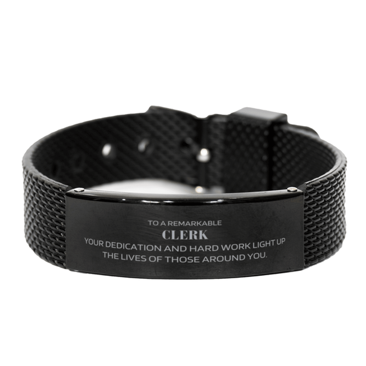 Remarkable Clerk Gifts, Your dedication and hard work, Inspirational Birthday Christmas Unique Black Shark Mesh Bracelet For Clerk, Coworkers, Men, Women, Friends - Mallard Moon Gift Shop