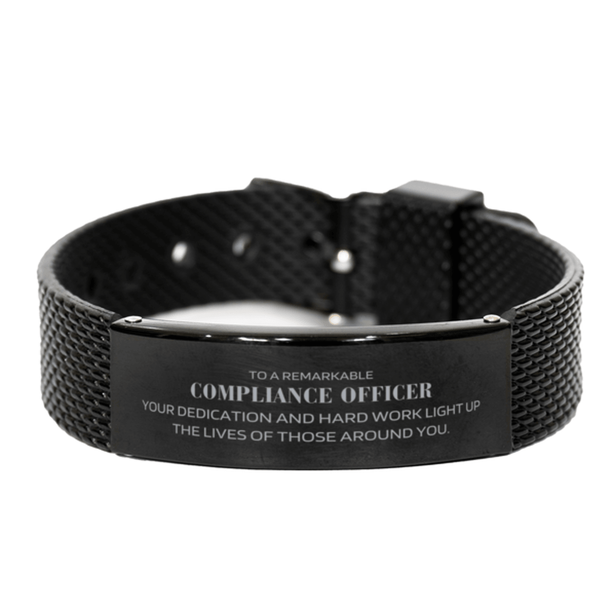 Remarkable Compliance Officer Gifts, Your dedication and hard work, Inspirational Birthday Christmas Unique Black Shark Mesh Bracelet For Compliance Officer, Coworkers, Men, Women, Friends - Mallard Moon Gift Shop