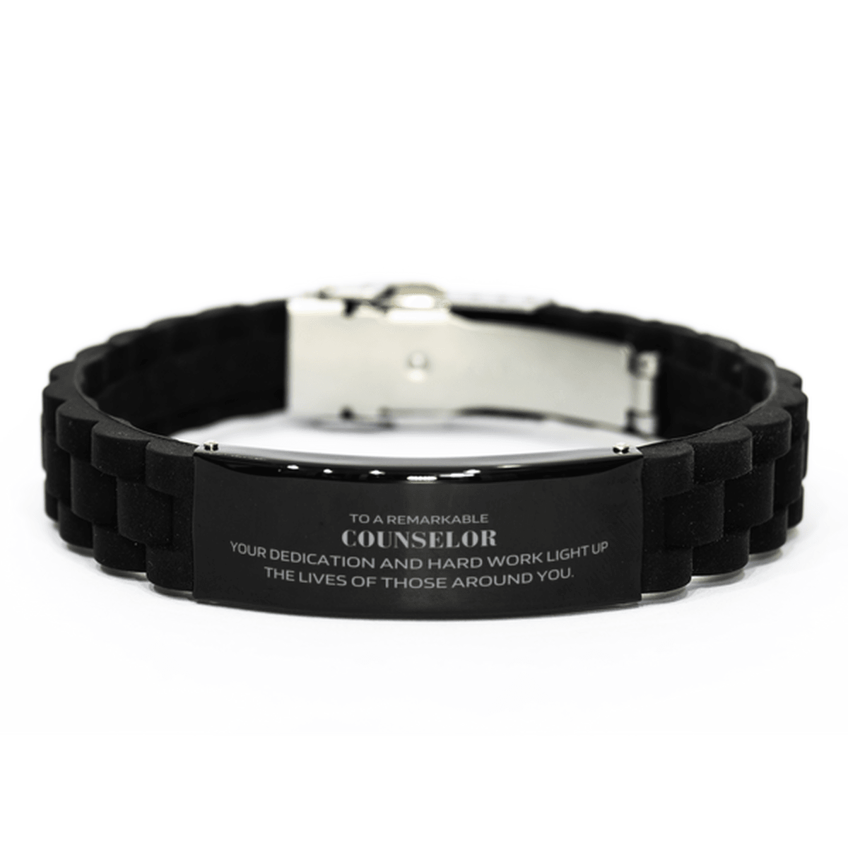 Remarkable Counselor Gifts, Your dedication and hard work, Inspirational Birthday Christmas Unique Black Glidelock Clasp Bracelet For Counselor, Coworkers, Men, Women, Friends - Mallard Moon Gift Shop